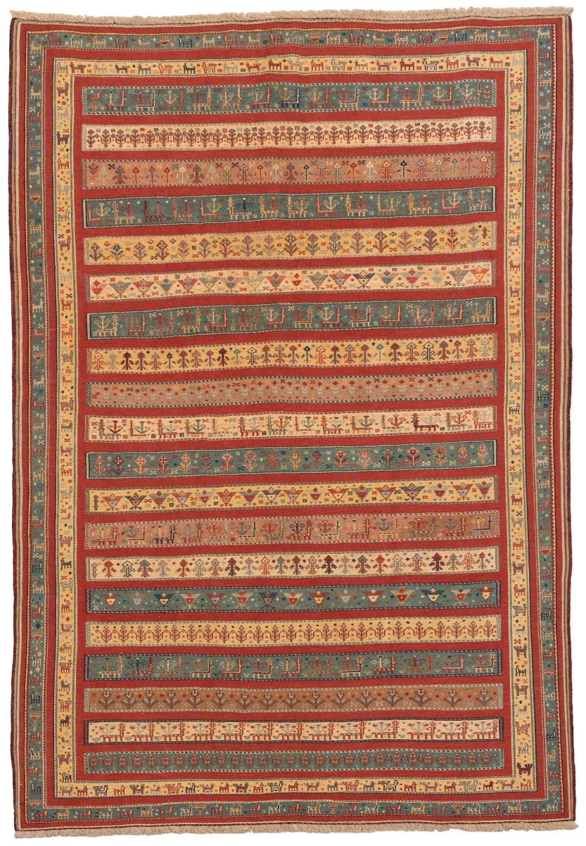 handgewebter Sumackkelim Afschar-Tabii aus Persien Maß 294x206 cm