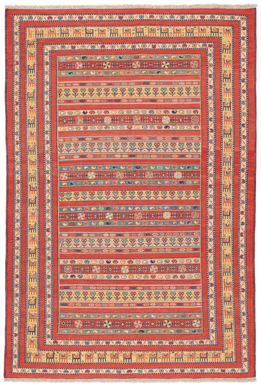 handgewebter Sumackkelim Afschar-Tabii aus Persien Maß 297x200 cm