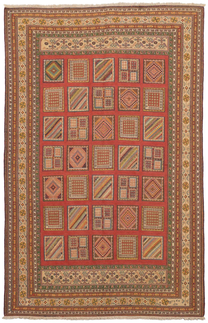 handgewebter Sumackkelim Afschar-Tabii aus Persien Maß 300x193 cm