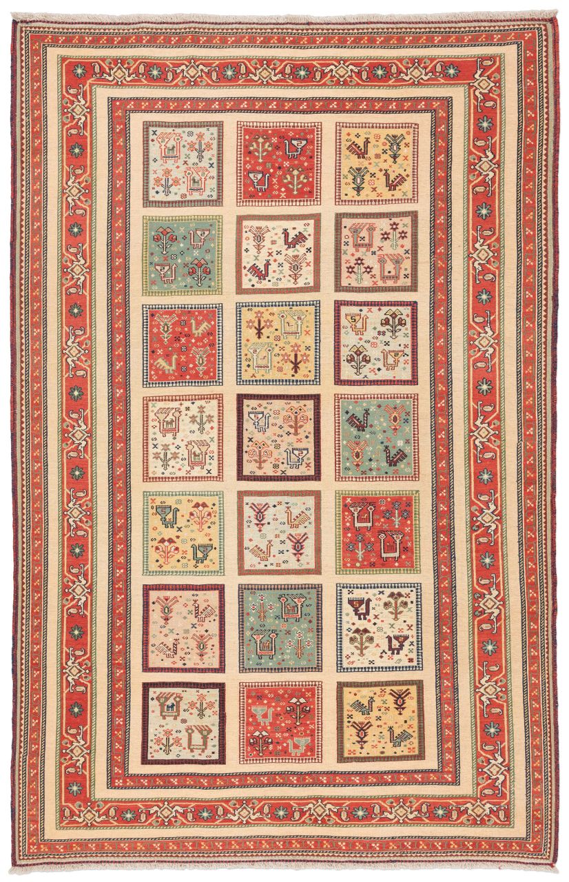 handgewebter Sumackkelim Afschar-Tabii aus Persien Maß 300x195 cm