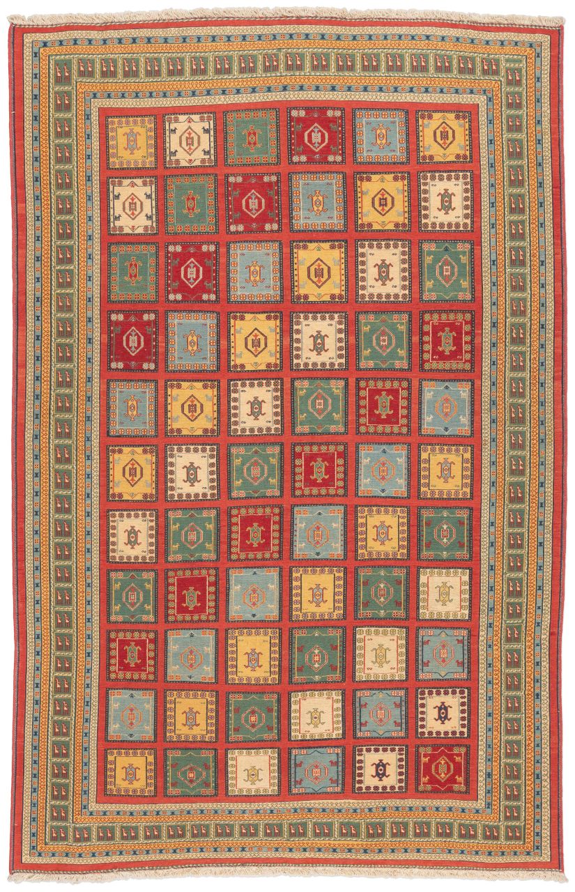 handgewebter Sumackkelim Afschar-Tabii aus Persien Maß 303x200 cm