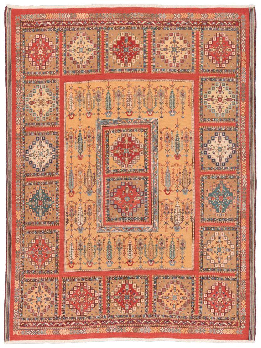 handgewebter Sumackkelim Afschar-Tabii aus Persien Maß 328x246 cm