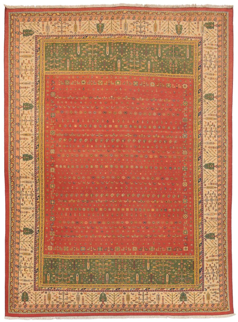 handgewebter Sumackkelim Afschar-Tabii aus Persien Maß 400x294 cm