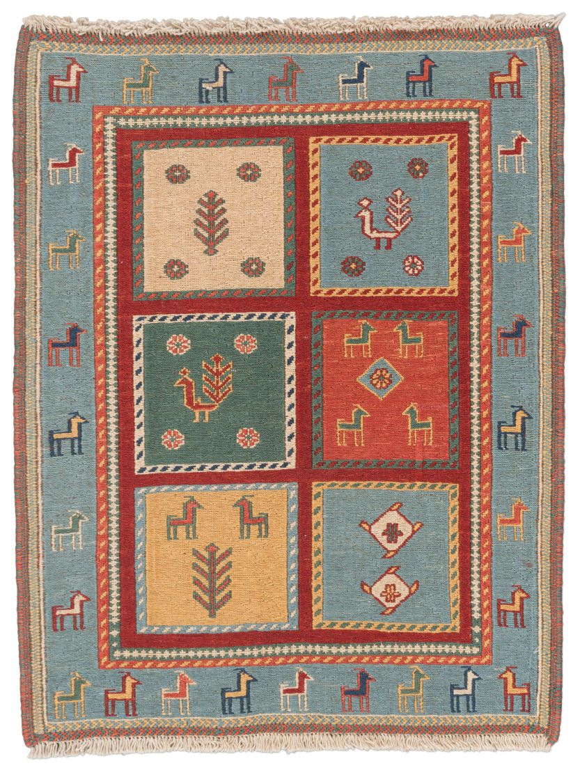 handgewebter Sumackkelim Afschar-Tabii aus Persien Maß 72x62 cm