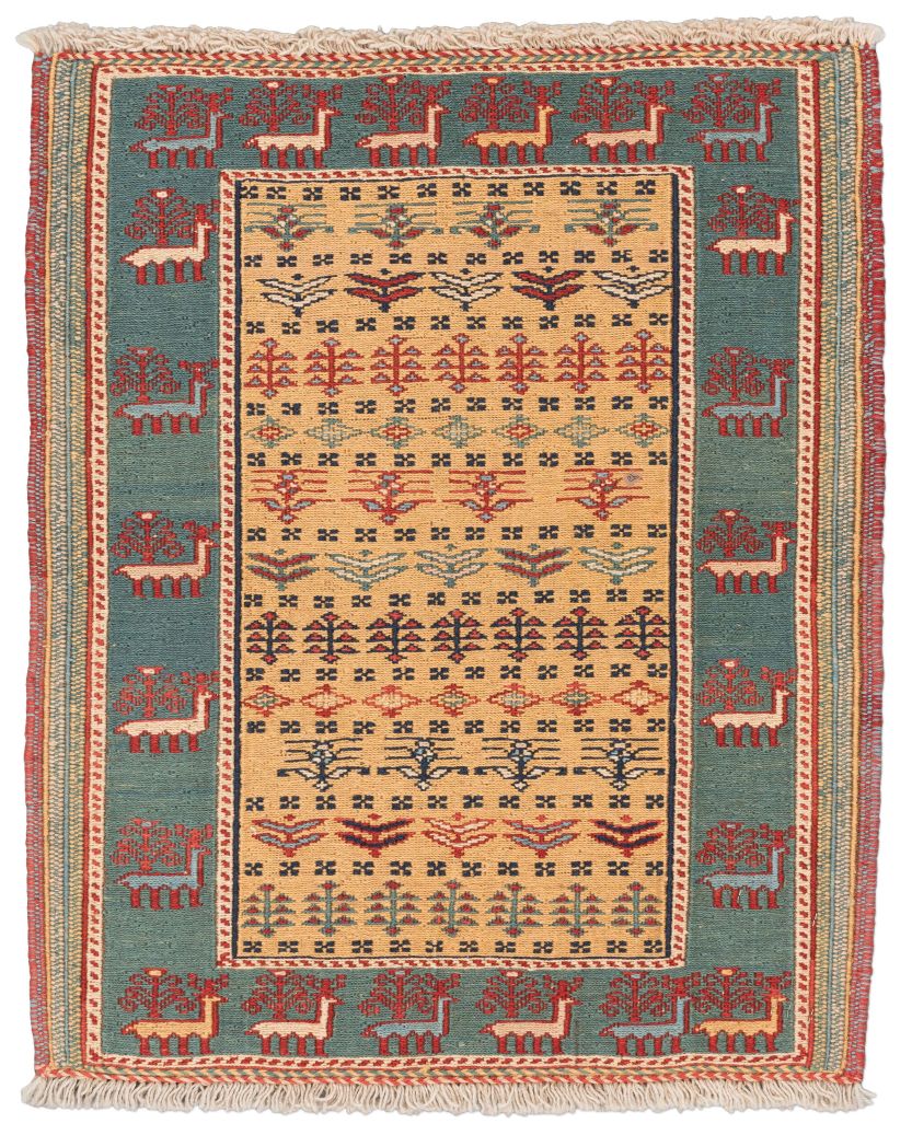 handgewebter Sumackkelim Afschar-Tabii aus Persien Maß 79x65 cm