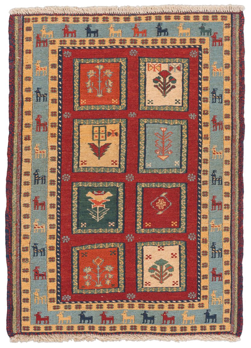 handgewebter Sumackkelim Afschar-Tabii aus Persien Maß 86x63 cm