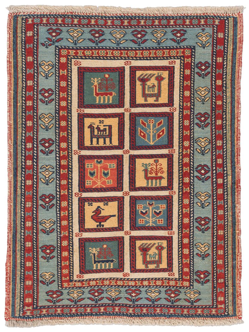 handgewebter Sumackkelim Afschar-Tabii aus Persien Maß 92x70 cm