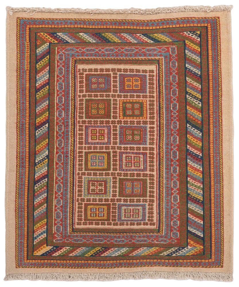 handgewebter Sumackkelim Afschar-Tabii aus Persien Maß 93x80 cm