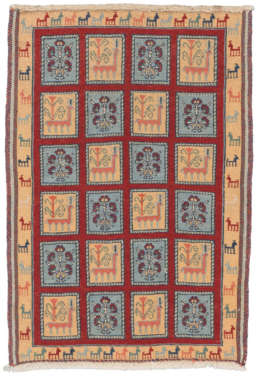 handgewebter Sumackkelim Afschar-Tabii aus Persien Maß 94x67 cm