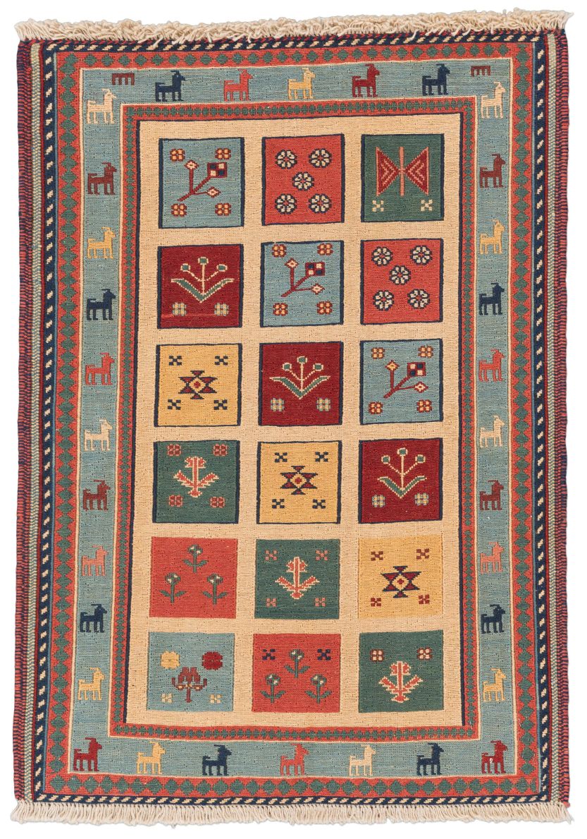 handgewebter Sumackkelim Afschar-Tabii aus Persien Maß 98x70 cm