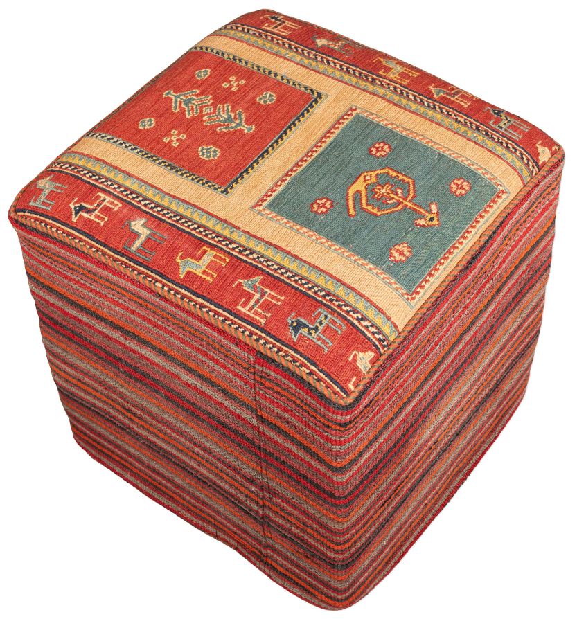 handgewebter Sumackkelim Afschar-Tabii-Sitzwürfel aus Persien Maß 43x43 cm