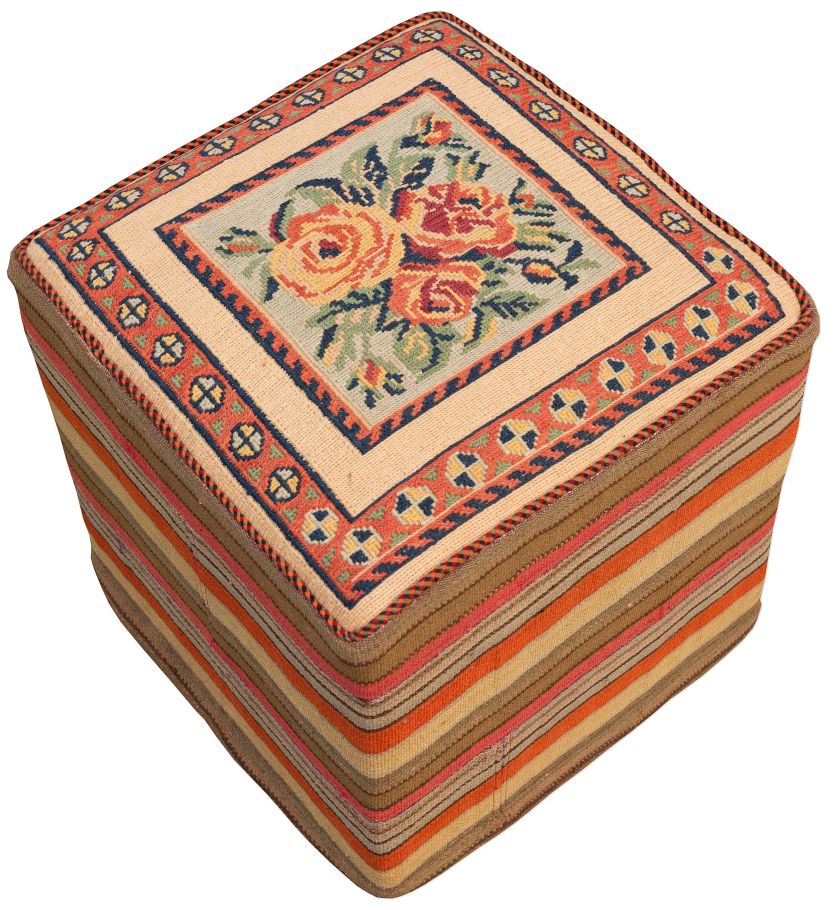 handgewebter Sumackkelim Afschar-Tabii-Sitzwürfel aus Persien Maß 45x45 cm