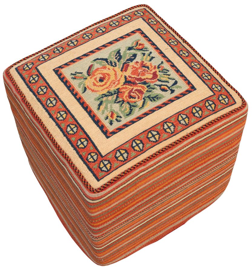 handgewebter Sumackkelim Afschar-Tabii-Sitzwürfel aus Persien Maß 45x45 cm