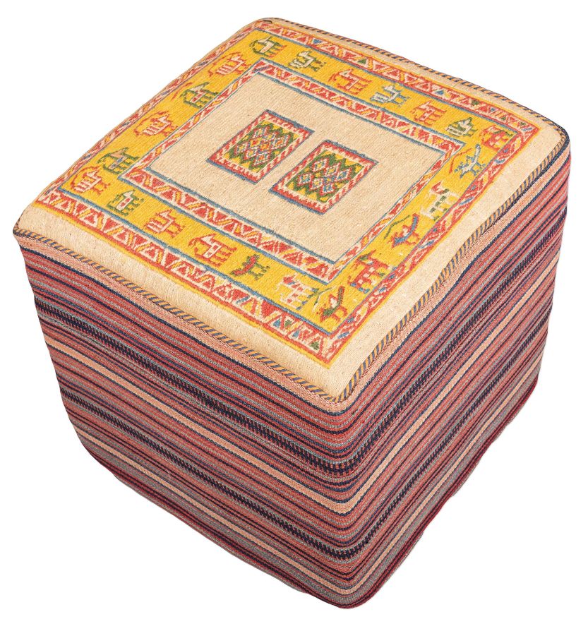handgewebter Sumackkelim Afschar-Tabii-Sitzwürfel aus Persien Maß 47x47 cm