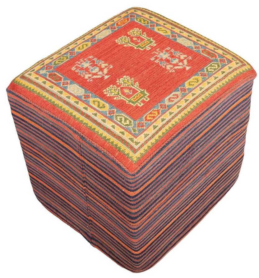 handgewebter Sumackkelim Afschar-Tabii-Sitzwürfel aus Persien Maß 49x45 cm