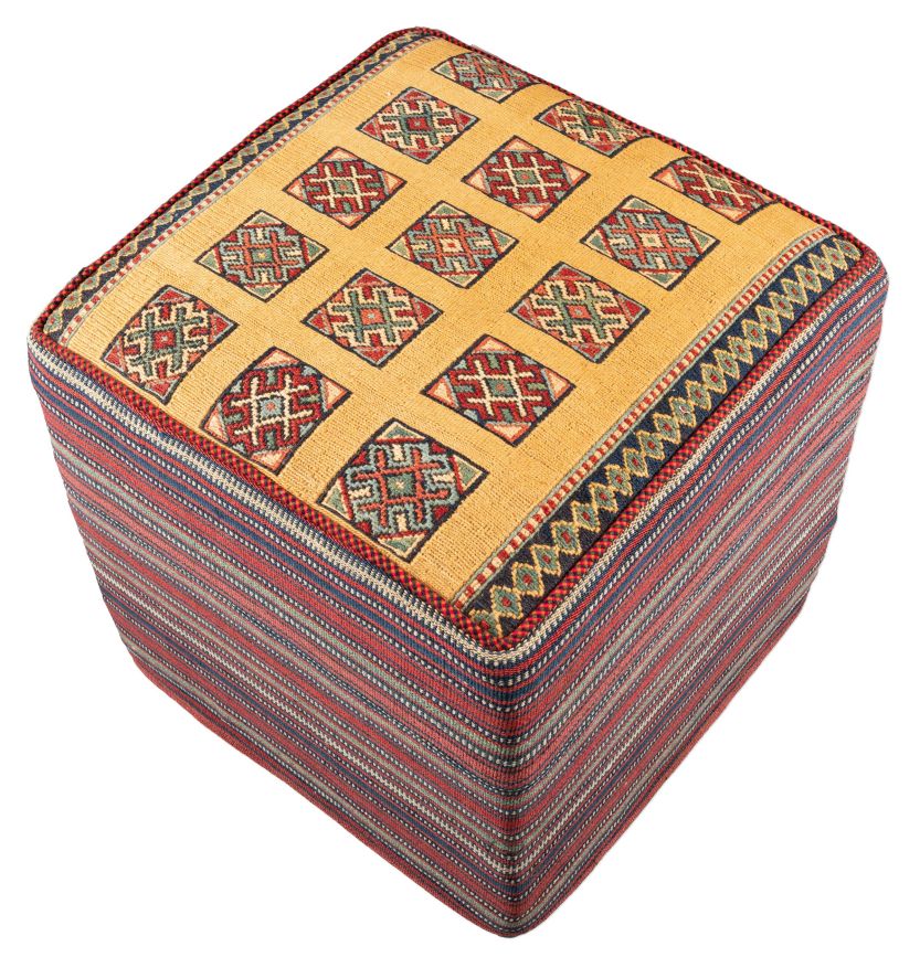 handgewebter Sumackkelim Afschar-Tabii-Sitzwürfel aus Persien Maß 50x46 cm