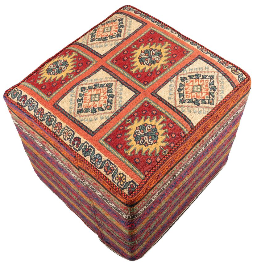 handgewebter Sumackkelim Afschar-Tabii-Sitzwürfel aus Persien Maß 50x47 cm
