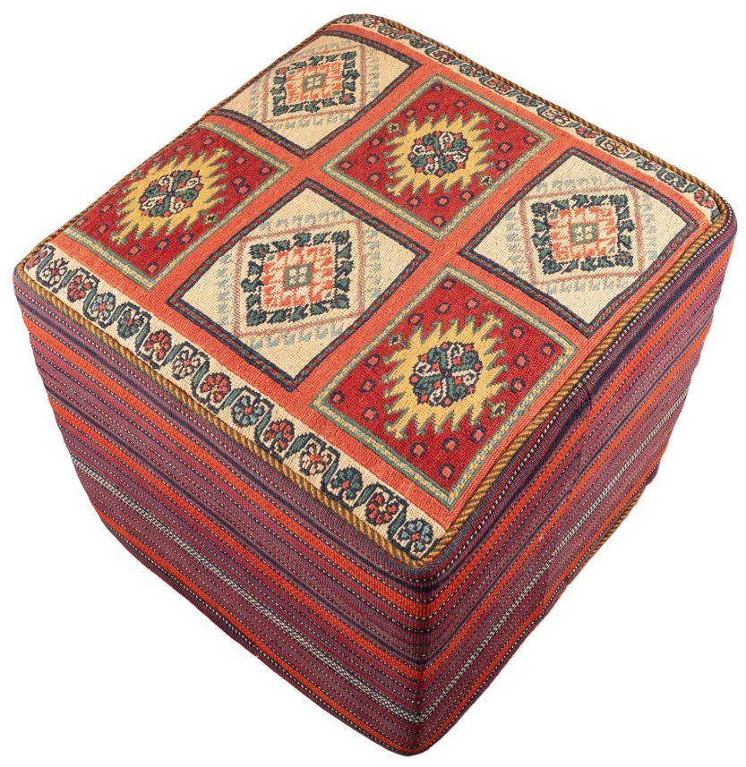 handgewebter Sumackkelim Afschar-Tabii-Sitzwürfel aus Persien Maß 50x50 cm