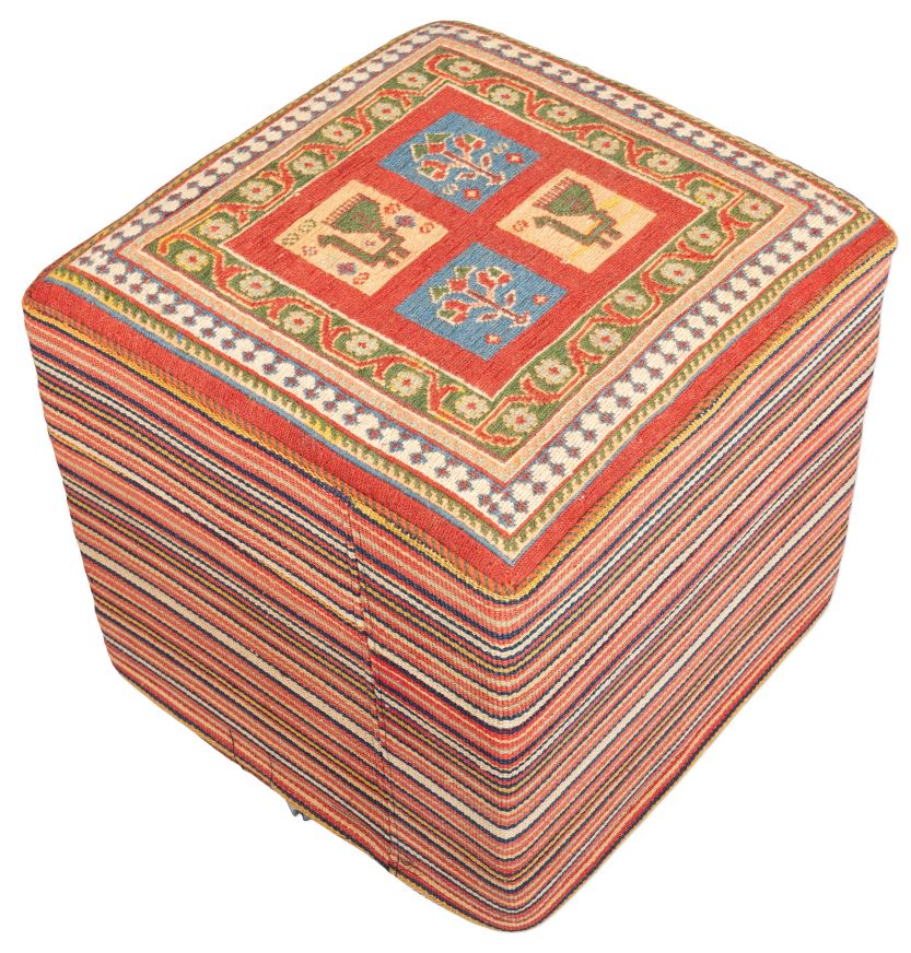 handgewebter Sumackkelim Afschar-Tabii-Sitzwürfel aus Persien Maß 50x50 cm