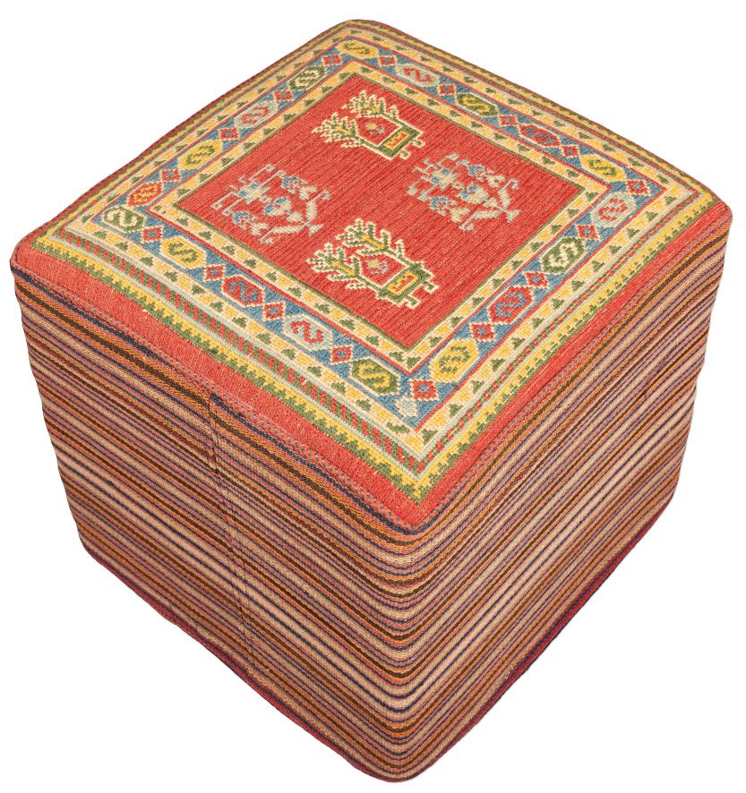 handgewebter Sumackkelim Afschar-Tabii-Sitzwürfel aus Persien Maß 53x50 cm