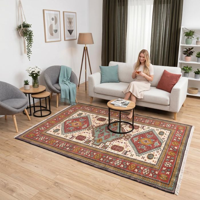 handgeknüpfter Orienteppich Kazak aus Kaukasus Maß 220x146 cm