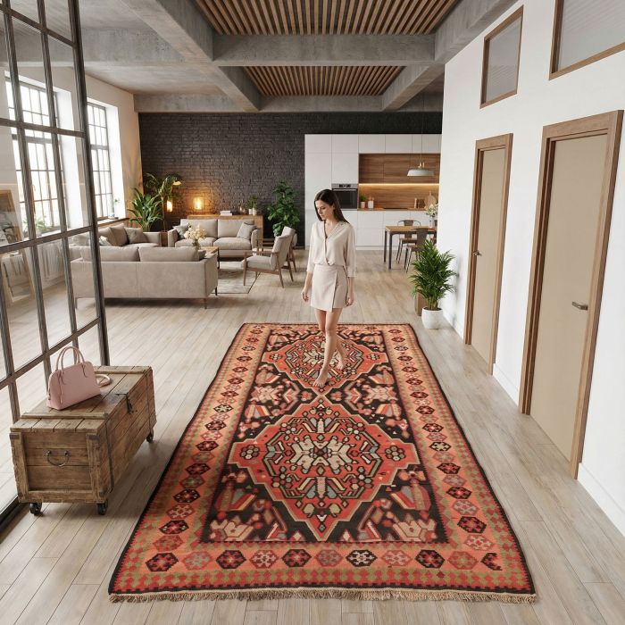 handgewebter Kelim Schahsawan aus Persien Maß 405x188 cm