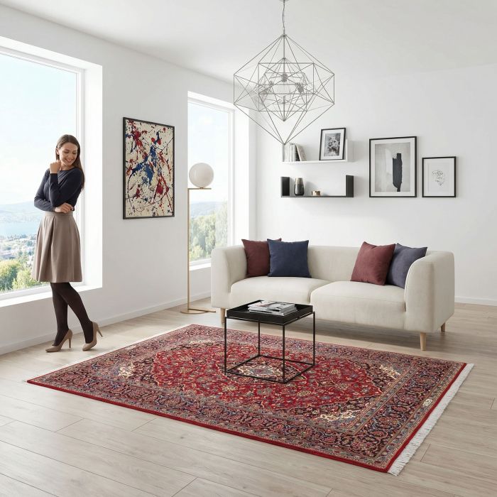 handgeknüpfter Orienteppich Keschan aus Persien Maß 238x142 cm