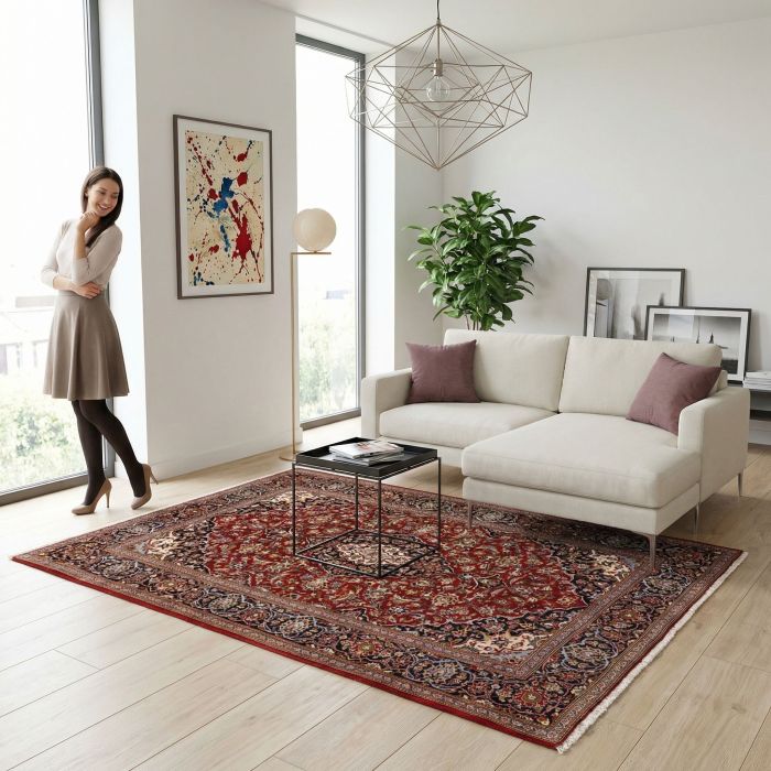 handgeknüpfter Orienteppich Keschan aus Persien Maß 221x140 cm