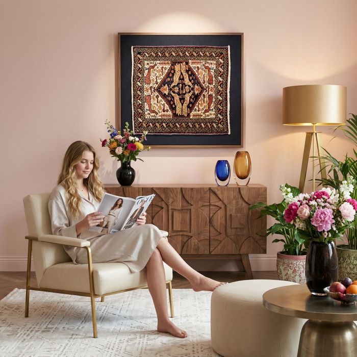 handgeknüpfter Orienteppich Ferdos aus Persien Maß 74x71 cm