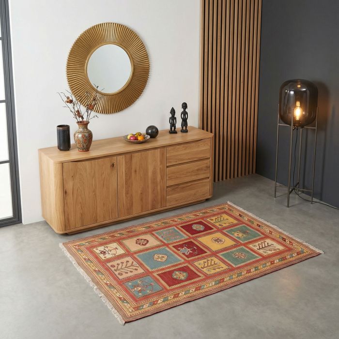 handgewebter Sumackkelim Afschar-Tabii aus Persien Maß 140x104 cm