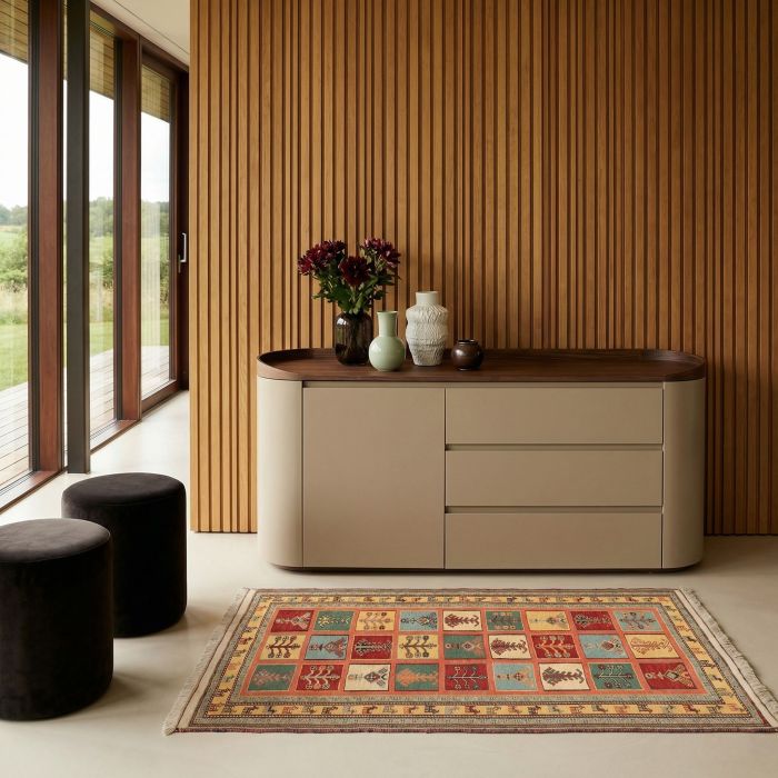 handgewebter Sumackkelim Afschar-Tabii aus Persien Maß 142x72 cm