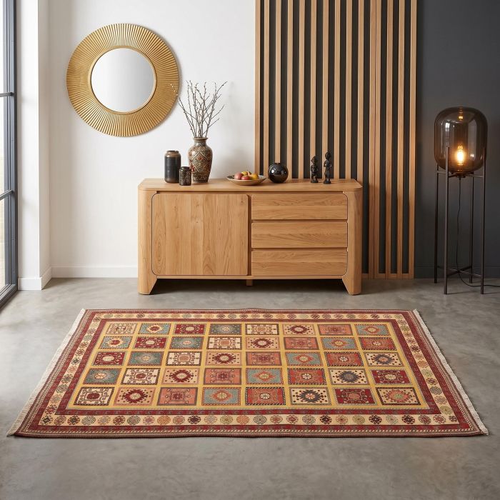handgewebter Sumackkelim Afschar-Tabii aus Persien Maß 207x144 cm
