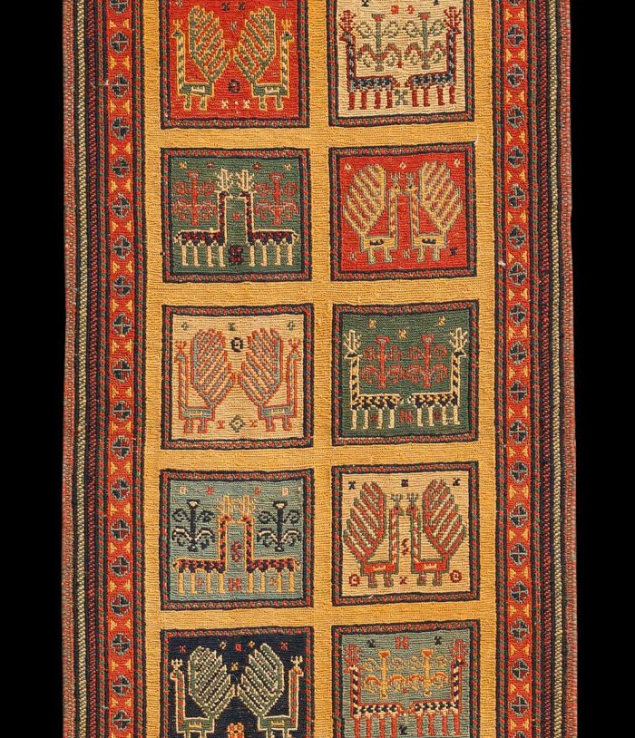 handgewebter Sumackkelim Afschar-Tabii aus Persien Maß 189x57 cm