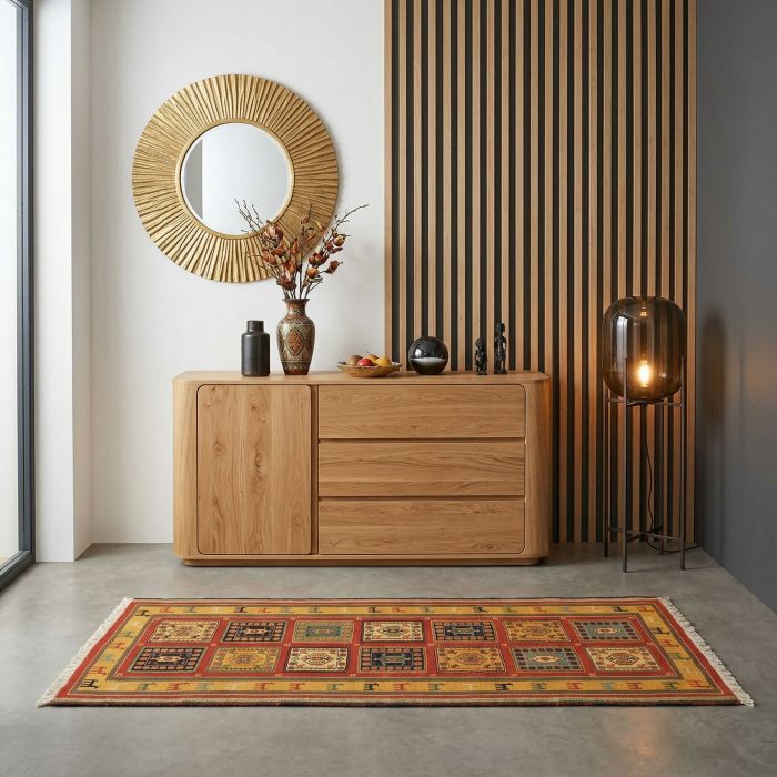 handgewebter Sumackkelim Afschar-Tabii aus Persien Maß 193x80 cm