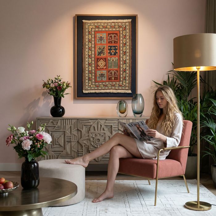 handgewebter Sumackkelim Afschar-Tabii aus Persien Maß 88x64 cm