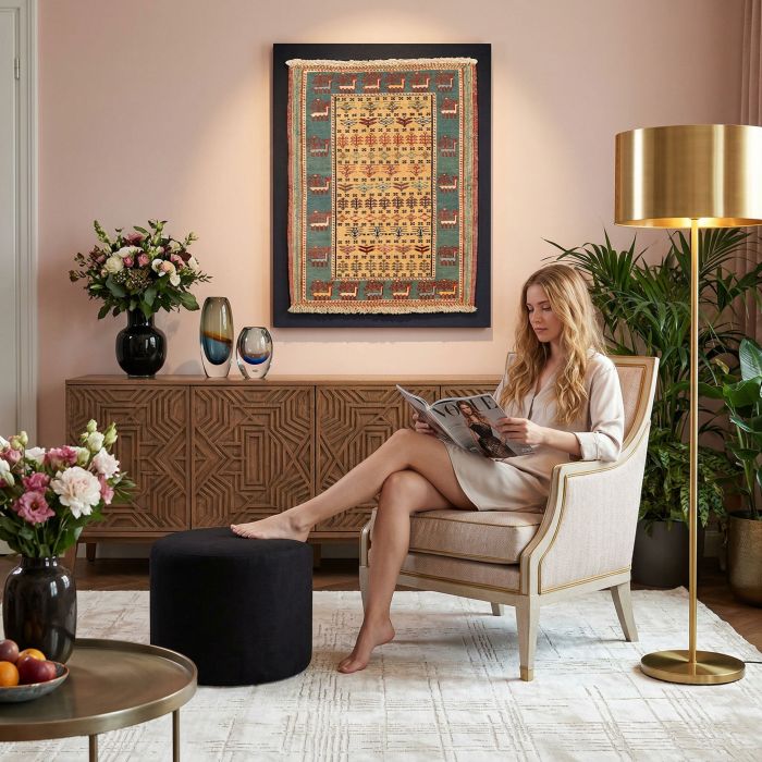 handgewebter Sumackkelim Afschar-Tabii aus Persien Maß 79x65 cm