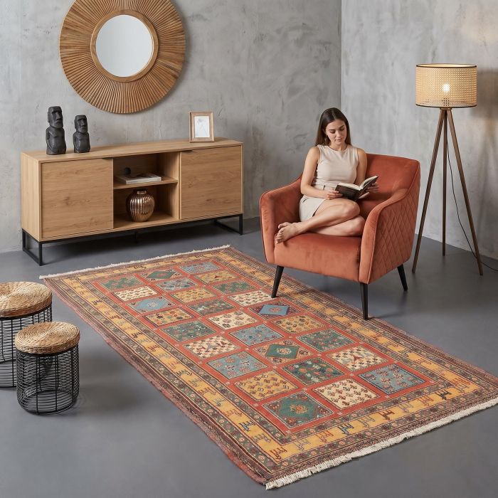 handgewebter Sumackkelim Afschar-Tabii aus Persien Maß 202x97 cm