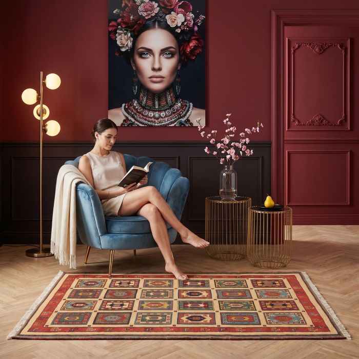 handgewebter Sumackkelim Afschar-Tabii aus Persien Maß 174x120 cm