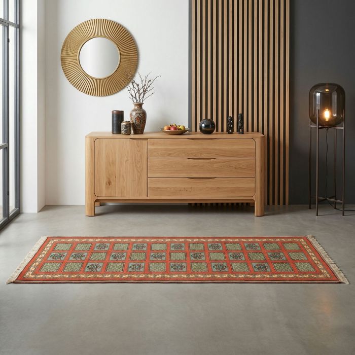 handgewebter Sumackkelim Afschar-Tabii aus Persien Maß 215x73 cm