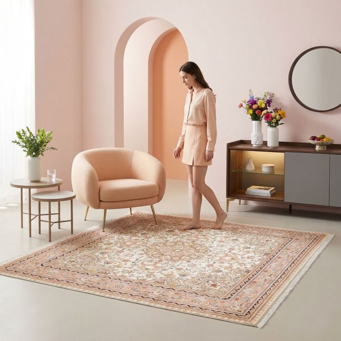 handgeknüpfter Orienteppich Täbriz aus Persien Maß 210x203 cm