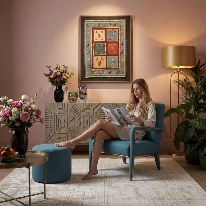 handgewebter Sumackkelim Afschar-Tabii aus Persien Maß 72x62 cm