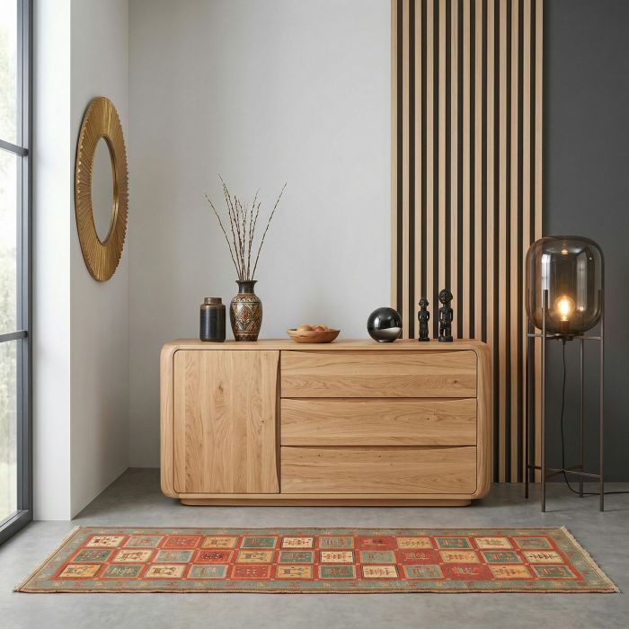 handgewebter Sumackkelim Afschar-Tabii aus Persien Maß 257x80 cm