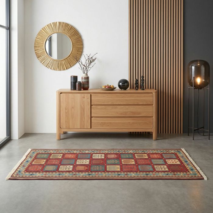 handgewebter Sumackkelim Afschar-Tabii aus Persien Maß 196x80 cm