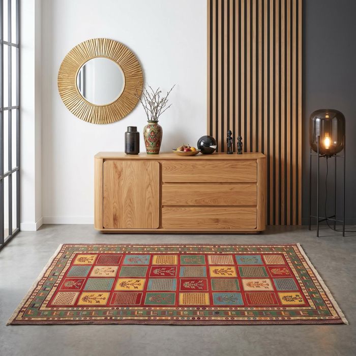 handgewebter Sumackkelim Afschar-Tabii aus Persien Maß 194x155 cm