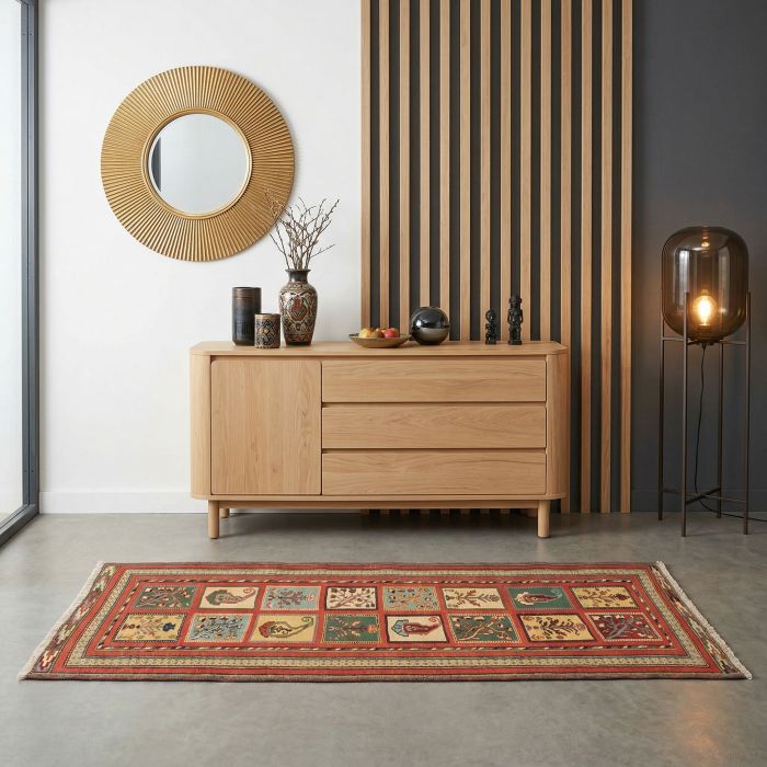 handgewebter Sumackkelim Afschar-Tabii aus Persien Maß 197x87 cm