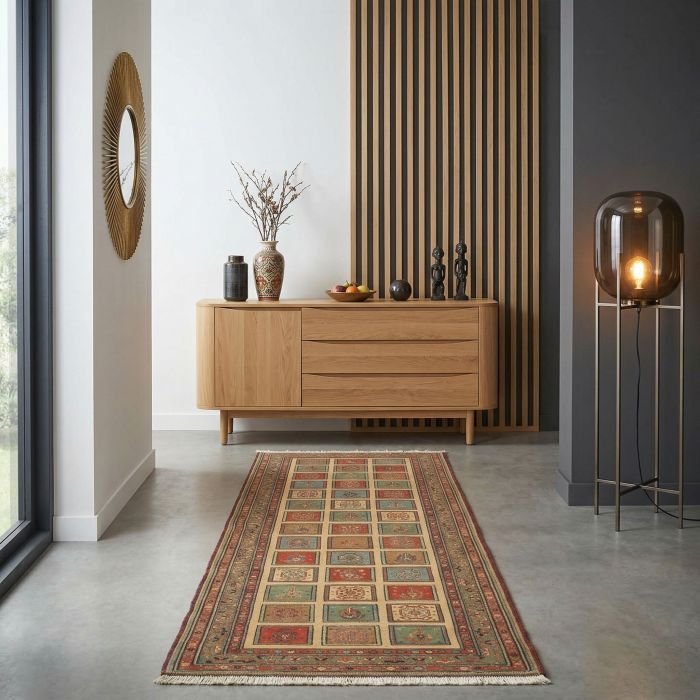 handgewebter Sumackkelim Afschar-Tabii aus Persien Maß 203x80 cm