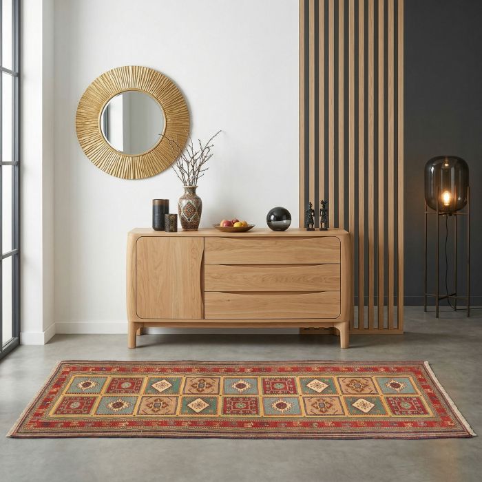 handgewebter Sumackkelim Afschar-Tabii aus Persien Maß 214x80 cm