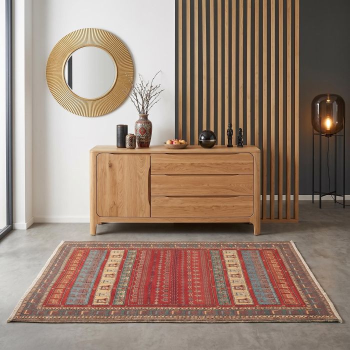 handgewebter Sumackkelim Afschar-Tabii aus Persien Maß 192x147 cm