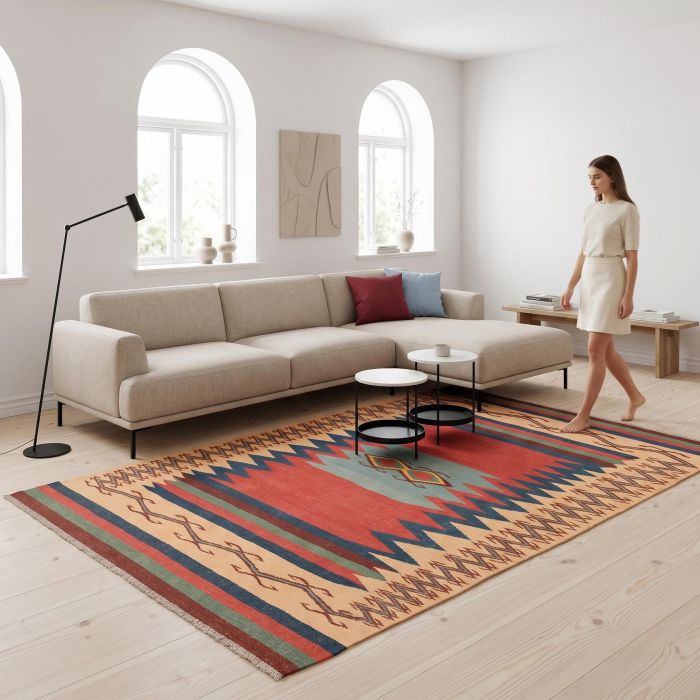 handgewebter Kelim Afschar-Kamo aus Persien Maß 298x188 cm