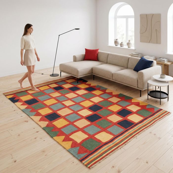 handgewebter Kelim Afschar-Kamo aus Persien Maß 284x202 cm